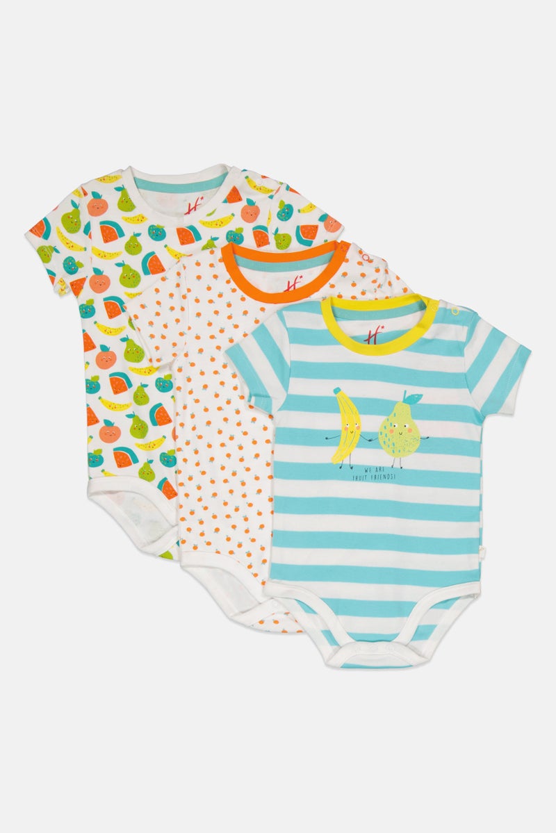 Hamleys Toddlers Boy 3 Pieces Printed Short Sleeve Bodysuits, Multicolor - Image 1